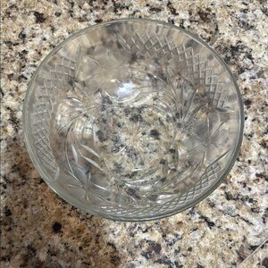 Clear Glass Floral Etched Bowl